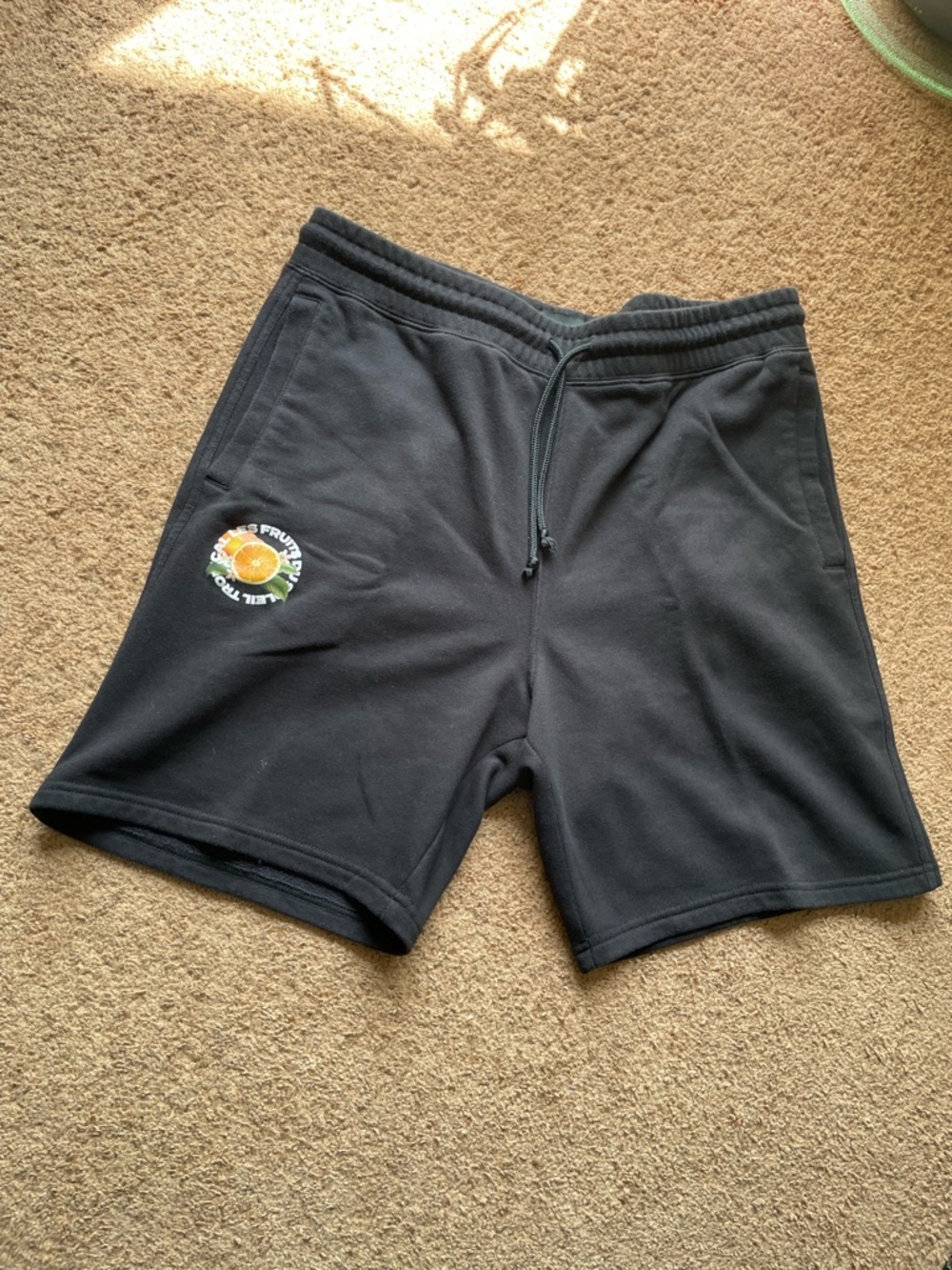 H&M Men's Black Pull-On Athletic Sweatshorts with Citrus Logo